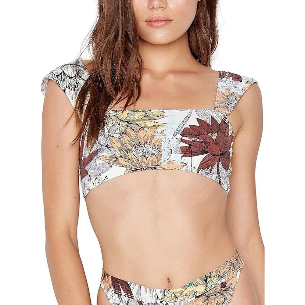 NWT RIS-K Swimwear Bandeau Lotus Wave Bikini Top Women's Size M  Made in USA